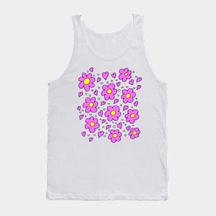 Hearts and Daisies Pink Tank Top